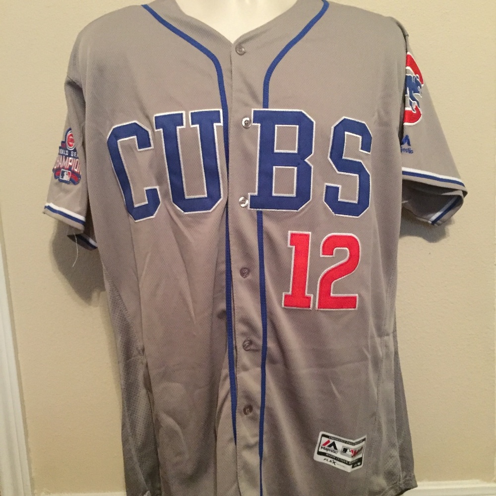 Men's Cubs Schwarber Gray Flex Base Jersey 44/L